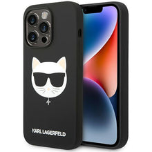 Заредете изображение във визуализатора на галерията – Karl Lagerfeld KLHMP14XSLCHBK iPhone 14 Pro Max 6.7 "hardcase black / black Silicone Choupette Head Magsafe - TopMag
