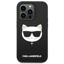 Заредете изображение във визуализатора на галерията – Karl Lagerfeld KLHMP14XSLCHBK iPhone 14 Pro Max 6.7 "hardcase black / black Silicone Choupette Head Magsafe - TopMag
