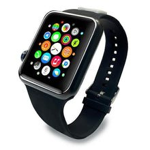 Заредете изображение във визуализатора на галерията – Karl Lagerfeld KLAWLSLCK Apple Watch Strap 42/44 / 45mm black / black strap Silicone Choupette Heads - TopMag
