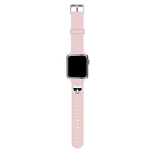 Заредете изображение във визуализатора на галерията – Karl Lagerfeld KLAWLSLCP Apple Watch Strap 42/44 / 45mm pink / pink strap Silicone Choupette Heads - TopMag
