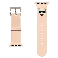 Заредете изображение във визуализатора на галерията – Karl Lagerfeld KLAWLSLCP Apple Watch Strap 42/44 / 45mm pink / pink strap Silicone Choupette Heads - TopMag
