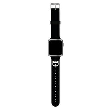 Заредете изображение във визуализатора на галерията – Karl Lagerfeld KLAWMSLCK Apple Watch Strap 38/40 / 41mm black / black strap Silicone Choupette Heads - TopMag
