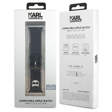 Заредете изображение във визуализатора на галерията – Karl Lagerfeld KLAWMSLCK Apple Watch Strap 38/40 / 41mm black / black strap Silicone Choupette Heads - TopMag
