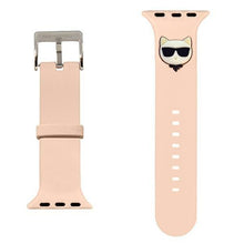 Заредете изображение във визуализатора на галерията – Karl Lagerfeld KLAWMSLCP Apple Watch Strap 38/40 / 41mm pink / pink strap Silicone Choupette Heads - TopMag
