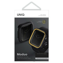 Заредете изображение във визуализатора на галерията – UNIQ etui Moduo Apple Watch Series 4/5/6/7/8/SE 44/45mm czarny-musztardowy/midnight-mustard - TopMag
