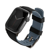 Заредете изображение във визуализатора на галерията – UNIQ pasek Linus Apple Watch Series 4/5/6/7/8/SE/SE2 38/40/41mm. Airosoft Silicone czarny/midnight black - TopMag
