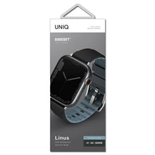 Заредете изображение във визуализатора на галерията – UNIQ pasek Linus Apple Watch Series 4/5/6/7/8/SE/SE2 38/40/41mm. Airosoft Silicone czarny/midnight black - TopMag
