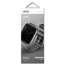 Заредете изображение във визуализатора на галерията – UNIQ pasek Linus Apple Watch Series 4/5/6/7/8/SE/SE2 38/40/41mm. Airosoft Silicone szary/chalk grey - TopMag
