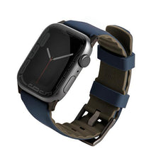 Заредете изображение във визуализатора на галерията – UNIQ pasek Linus Apple Watch Series 4/5/6/7/8/SE/SE2/Ultra 42/44/45mm. Airosoft Silicone niebieski/nautical blue - TopMag
