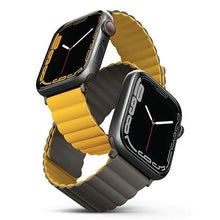 Заредете изображение във визуализатора на галерията – UNIQ pasek Revix Apple Watch Series 4/5/6/7/8/SE/SE2/Ultra 42/44/45mm. Reversible Magnetic musztardowy-khaki/mustard-khaki - TopMag

