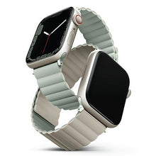Заредете изображение във визуализатора на галерията – UNIQ pasek Revix Apple Watch Series 4/5/6/7/8/SE/SE2/Ultra 42/44/45mm. Reversible Magnetic szałwia-beżowy/sage-beige - TopMag
