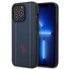 Заредете изображение във визуализатора на галерията – US Polo USHCP14XPFAV iPhone 14 Pro Max 6.7 "navy blue Leather Stitch - TopMag
