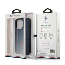 Заредете изображение във визуализатора на галерията – US Polo USHCP14XPFAV iPhone 14 Pro Max 6.7 "navy blue Leather Stitch - TopMag
