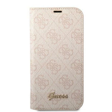 Заредете изображение във визуализатора на галерията – Guess GUBKP14LHG4SHP iPhone 14 Pro 6.1 "pink / pink book 4G Vintage Gold Logo

