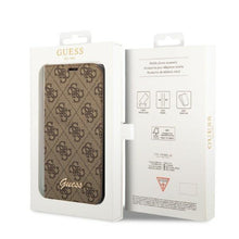 Заредете изображение във визуализатора на галерията – Guess GUBKP14LHG4SHW iPhone 14 Pro 6.1 "brown / brown book 4G Vintage Gold Logo
