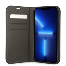 Заредете изображение във визуализатора на галерията – Guess GUBKP14SHG4SHK iPhone 14 6.1 "black / black book 4G Vintage Gold Logo
