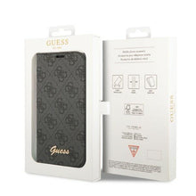 Заредете изображение във визуализатора на галерията – Guess GUBKP14SHG4SHK iPhone 14 6.1 "black / black book 4G Vintage Gold Logo

