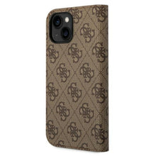 Заредете изображение във визуализатора на галерията – Guess GUBKP14SHG4SHW iPhone 14 6.1 "brown / brown book 4G Vintage Gold Logo
