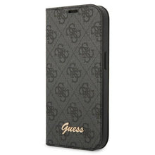 Заредете изображение във визуализатора на галерията – Guess GUBKP14XHG4SHK iPhone 14 Pro Max 6.7 "black / black book 4G Vintage Gold Logo

