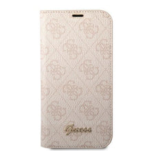 Заредете изображение във визуализатора на галерията – Guess GUBKP14XHG4SHP iPhone 14 Pro Max 6.7 "pink / pink book 4G Vintage Gold Logo
