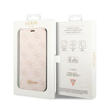 Заредете изображение във визуализатора на галерията – Guess GUBKP14XHG4SHP iPhone 14 Pro Max 6.7 "pink / pink book 4G Vintage Gold Logo
