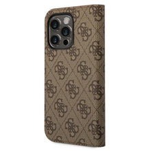 Заредете изображение във визуализатора на галерията – Guess GUBKP14XHG4SHW iPhone 14 Pro Max 6.7 "brown / brown book 4G Vintage Gold Logo

