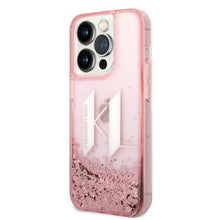 Заредете изображение във визуализатора на галерията – Karl Lagerfeld KLHCP14LLBKLCP iPhone 14 Pro 6.1 "pink / pink hardcase Liquid Glitter Big KL

