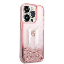 Заредете изображение във визуализатора на галерията – Karl Lagerfeld KLHCP14LLBKLCP iPhone 14 Pro 6.1 "pink / pink hardcase Liquid Glitter Big KL
