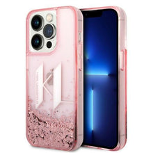 Заредете изображение във визуализатора на галерията – Karl Lagerfeld KLHCP14XLBKLCP iPhone 14 Pro Max 6.7 "pink / pink hardcase Liquid Glitter Big KL
