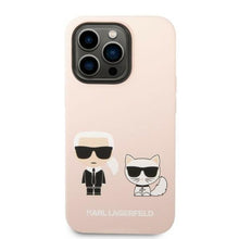 Заредете изображение във визуализатора на галерията – Karl Lagerfeld KLHMP14LSSKCI iPhone 14 Pro 6.1 "hardcase light pink / light pink Silicone Karl &amp; Choupette Magsafe
