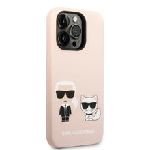 Заредете изображение във визуализатора на галерията – Karl Lagerfeld KLHMP14LSSKCI iPhone 14 Pro 6.1 "hardcase light pink / light pink Silicone Karl &amp; Choupette Magsafe
