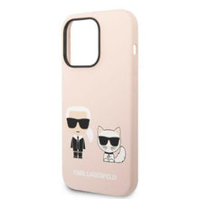 Заредете изображение във визуализатора на галерията – Karl Lagerfeld KLHMP14LSSKCI iPhone 14 Pro 6.1 "hardcase light pink / light pink Silicone Karl &amp; Choupette Magsafe
