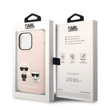 Заредете изображение във визуализатора на галерията – Karl Lagerfeld KLHMP14LSSKCI iPhone 14 Pro 6.1 "hardcase light pink / light pink Silicone Karl &amp; Choupette Magsafe
