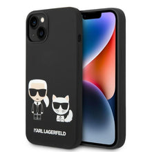 Заредете изображение във визуализатора на галерията – Karl Lagerfeld KLHMP14SSSKCK iPhone 14 6.1 "hardcase black / black Liquid Silicone Karl &amp; Choupette Magsafe - TopMag
