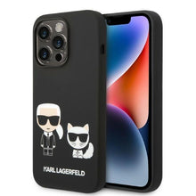 Заредете изображение във визуализатора на галерията – Karl Lagerfeld KLHMP14XSSKCK iPhone 14 Pro Max 6.7 "hardcase black / black Liquid Silicone Karl &amp; Choupette Magsafe - TopMag
