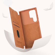 Заредете изображение във визуализатора на галерията – Nillkin Qin Leather Pro Case for Samsung Galaxy S23 Ultra Cover with Flip Camera Cover Brown
