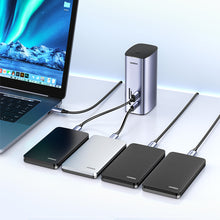 Заредете изображение във визуализатора на галерията – Ugreen Multifunction HUB 12in1 USB C USB HDMI DP RJ45 AUX SD TF gray (CM555)
