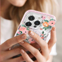 Заредете изображение във визуализатора на галерията – Kingxbar Flora Series magnetic case for iPhone 14 MagSafe decorated with rose flowers print
