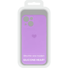 Заредете изображение във визуализатора на галерията – Vennus Silicone Heart Case for Iphone 14 design 1 purple
