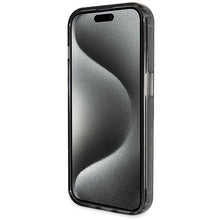 Заредете изображение във визуализатора на галерията – Guess Ring Stand Script Glitter MagSafe case for iPhone 14 Pro Max - black
