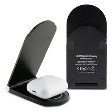 Заредете изображение във визуализатора на галерията – Karl Lagerfeld Ikonik MagSafe 15W inductive charger, foldable 2in1 - black
