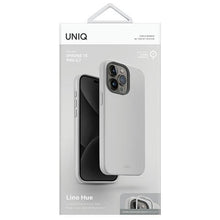 Заредете изображение във визуализатора на галерията – Uniq Lino Hue iPhone 15 Pro Max 6.7" case Magclick Charging light gray/chalk gray
