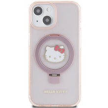 Заредете изображение във визуализатора на галерията – Original Case HELLO KITTY hardcase Ring Stand Glitter Electrop Logo MagSafe HKHMP15SHRSGEP for Iphone 13/14/15 pink
