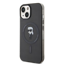 Заредете изображение във визуализатора на галерията – Original Pouch KARL LAGERFELD hardcase IML Ikonik Magsafe KLHMP15SHFCKNOK for Iphone 15 Black
