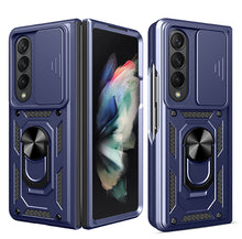 Заредете изображение във визуализатора на галерията – Hybrid Armor Camshield case for Samsung Galaxy Z Fold 4 armored case with camera cover blue
