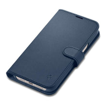 Заредете изображение във визуализатора на галерията – Spigen Wallet S Leather Flip Wallet for iPhone 14 Blue - TopMag
