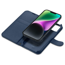 Заредете изображение във визуализатора на галерията – Spigen Wallet S Leather Flip Wallet for iPhone 14 Blue - TopMag
