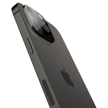 Заредете изображение във визуализатора на галерията – Spigen Optik. TR Camera Protector Camera tempered glass (2 pcs) iPhone 14 Pro / 14 Pro Max black - TopMag
