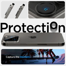 Заредете изображение във визуализатора на галерията – Spigen Optik. TR Camera Protector Camera tempered glass (2 pcs) iPhone 14 Pro / 14 Pro Max black - TopMag
