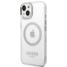 Заредете изображение във визуализатора на галерията – Guess GUHMP14SHTRMS iPhone 14 6.1" silver/silver hard case Metal Outline Magsafe

